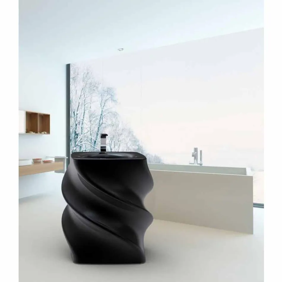 Black freestanding sink Twist modern design made in Italy Viadurini