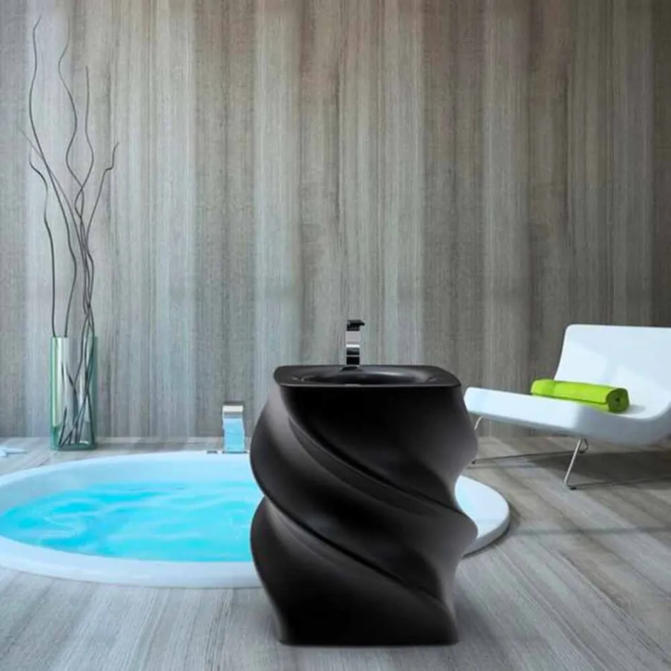 Black freestanding sink Twist modern design made in Italy Viadurini