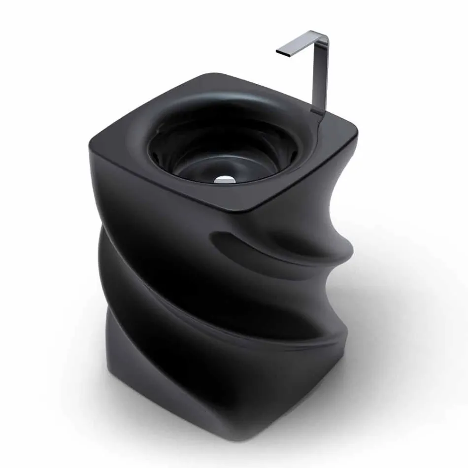 Black freestanding sink Twist modern design made in Italy Viadurini