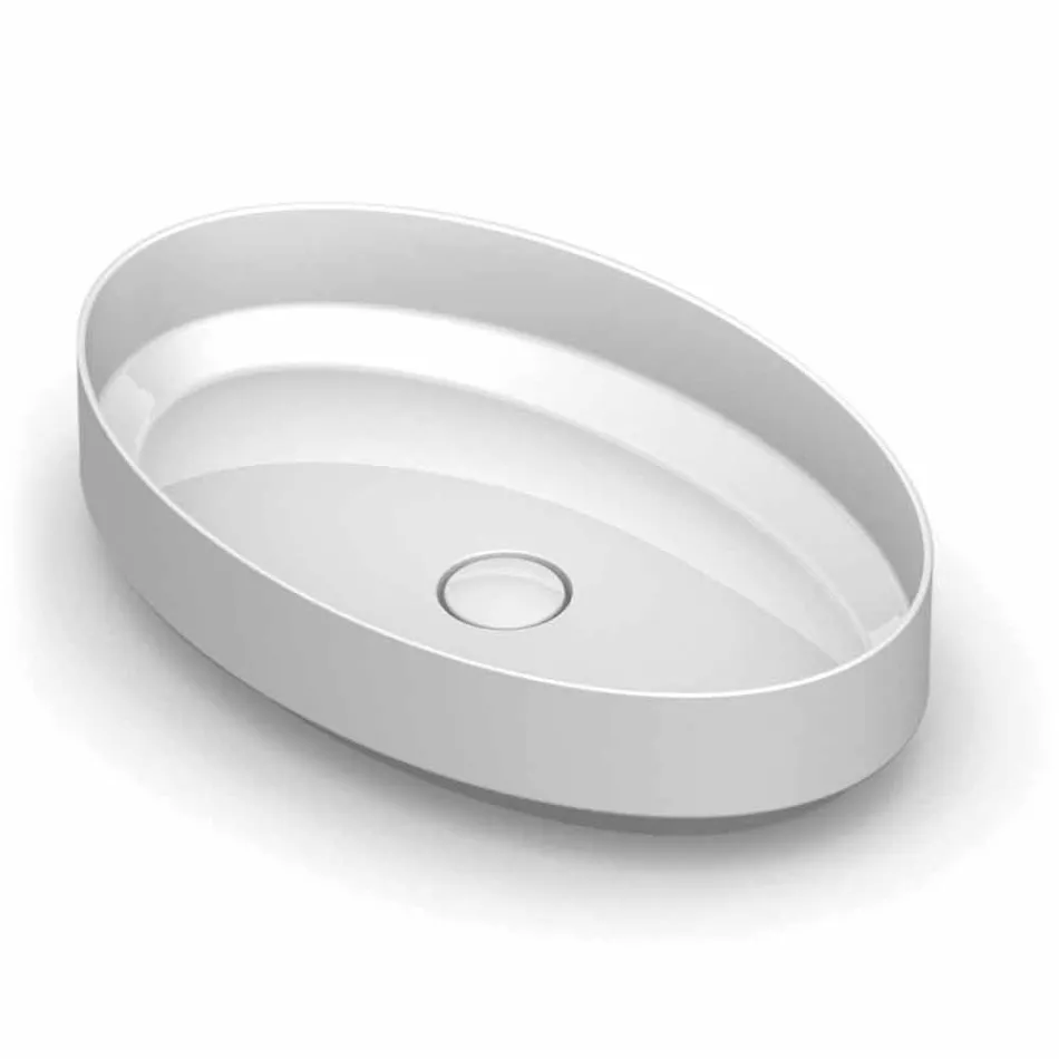 Oval ceramic counter top washbasin made in Italy, Yoel Viadurini