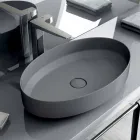Oval ceramic counter top washbasin made in Italy, Yoel Viadurini