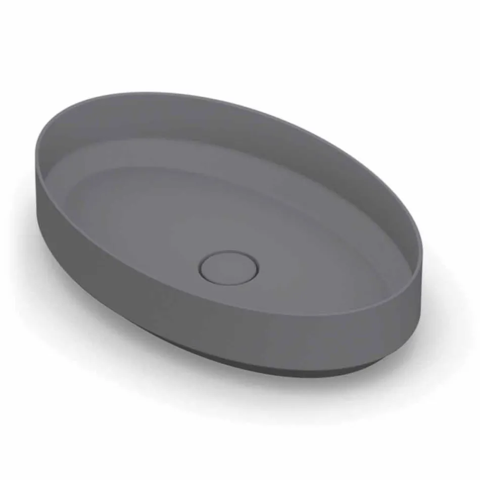 Oval ceramic counter top washbasin made in Italy, Yoel Viadurini