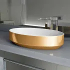 Oval ceramic counter top washbasin made in Italy, Yoel Viadurini