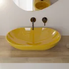 Oval Countertop Washbasin in Glossy Ceramic L 58 cm Made in Italy - Nelly Viadurini
