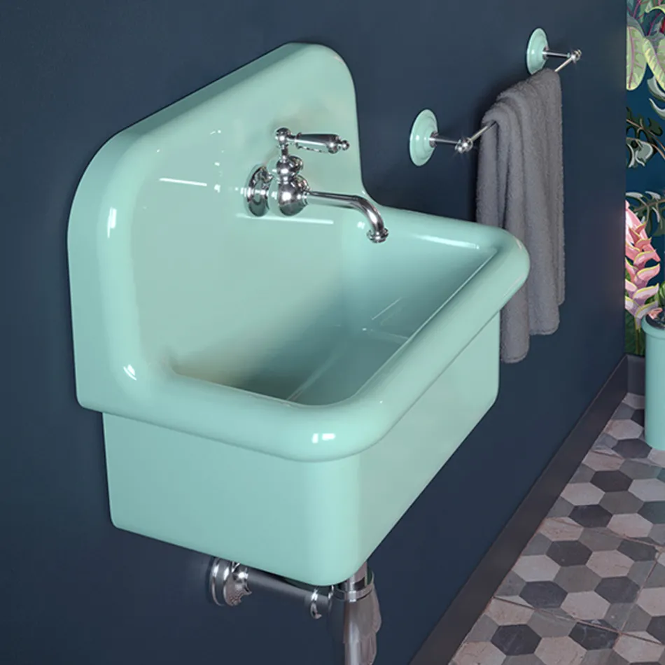 Washbasin for Furnishing the Bathroom in Water Green Single Colour Ceramic - Jasmine Viadurini