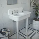 Ceramic Asymmetrical Bathroom Washbasin with Object Rest - Giusy Viadurini