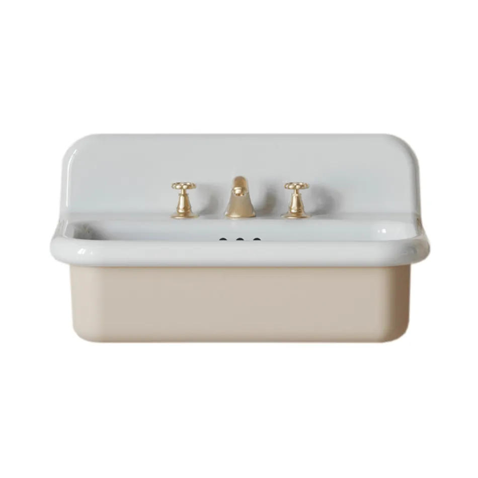 Rectangular Ceramic Bathroom Sink with Pedestal - Noah Viadurini