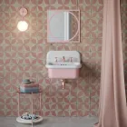 Suspended Bathroom Washbasin in White and Sweets Pink Ceramic - Manila Viadurini