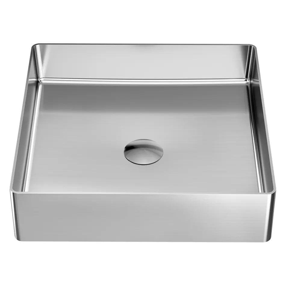Square countertop washbasin in stainless steel in different finishes - Calendula Viadurini