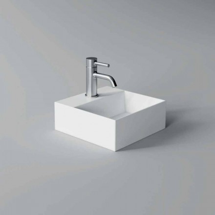 Square or Rectangular Modern Design Ceramic Wash Basin Made in Italy - Act Viadurini