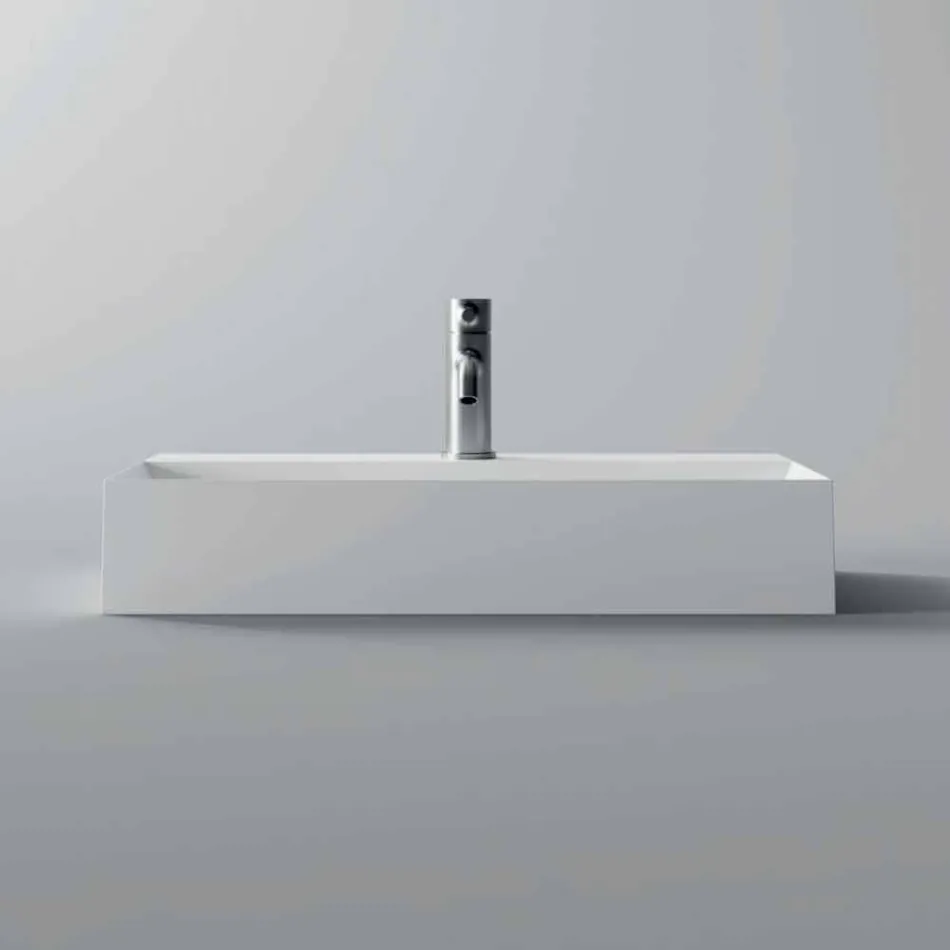 Modern Rectangular Countertop or Suspended Washbasin 60x30 cm in Ceramic - Act Viadurini