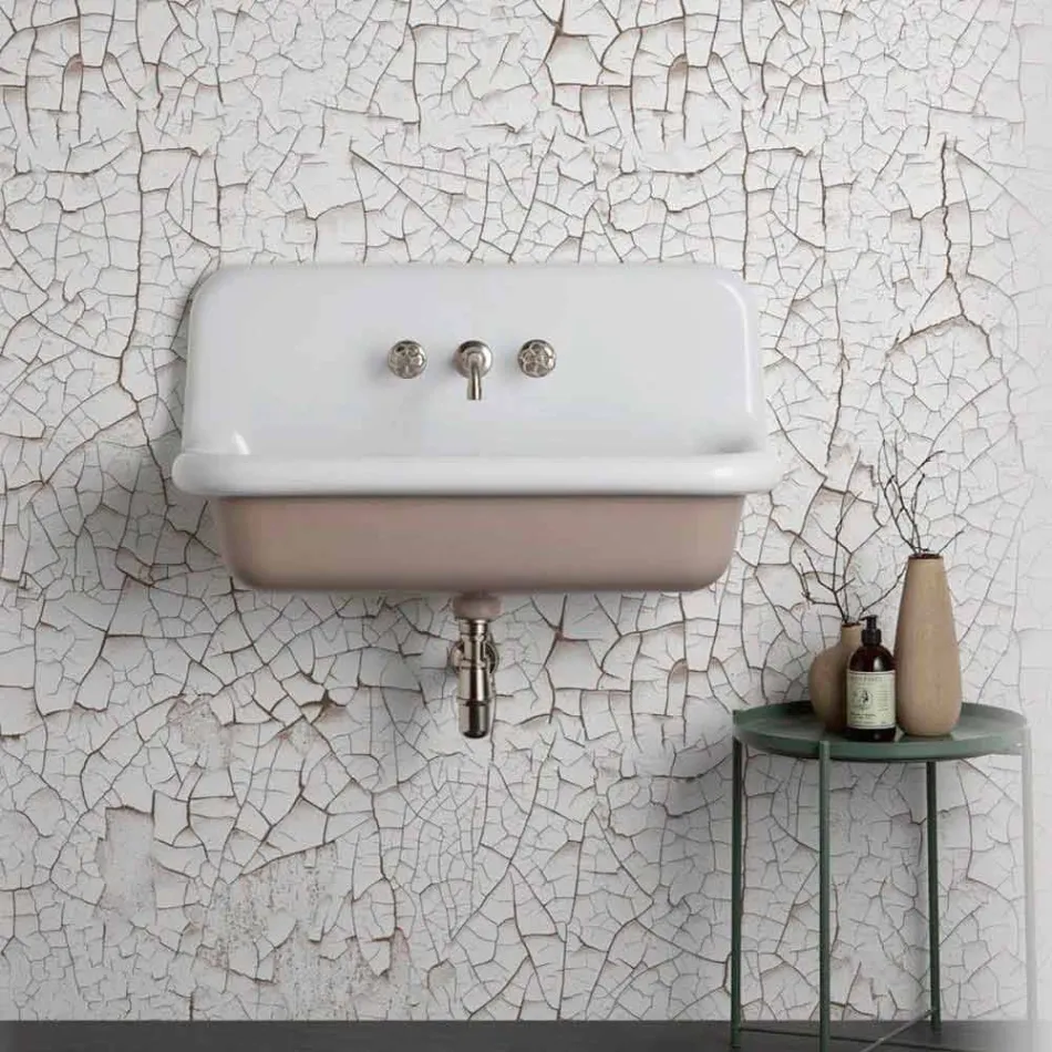 Henry wall-mounted rectangular ceramic washbasin Viadurini