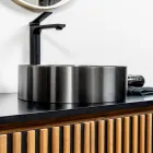 Round countertop washbasin in stainless steel in different finishes - Fiordaliso Viadurini