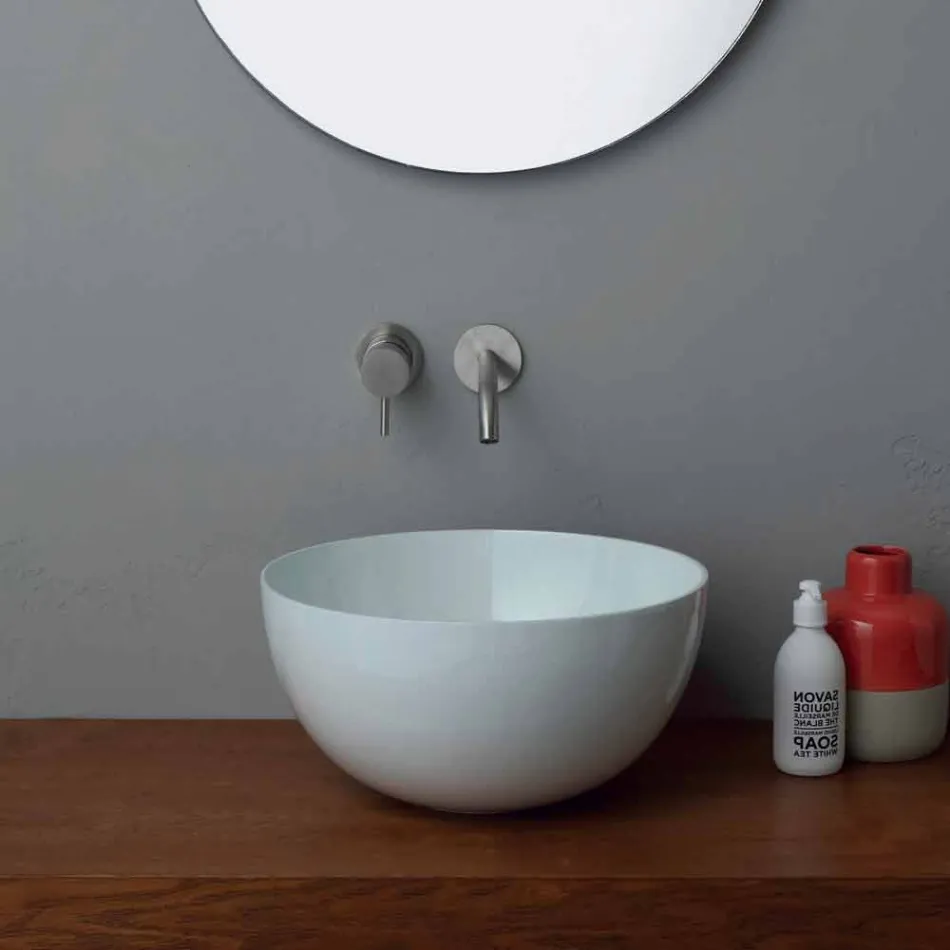 Modern design round ceramic countertop washbasin Star Round 40 cm Viadurini
