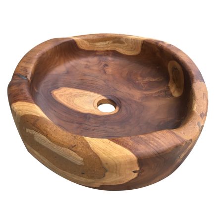 Modern Countertop Washbasin in Natural Polished Natural Teak - Zino Viadurini
