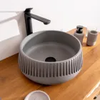 Round Countertop Washbasin Made of Cement and Resin - Ibisco Viadurini