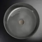 Round Grey Clay Washbasin Made in Italy - Tatiana Viadurini
