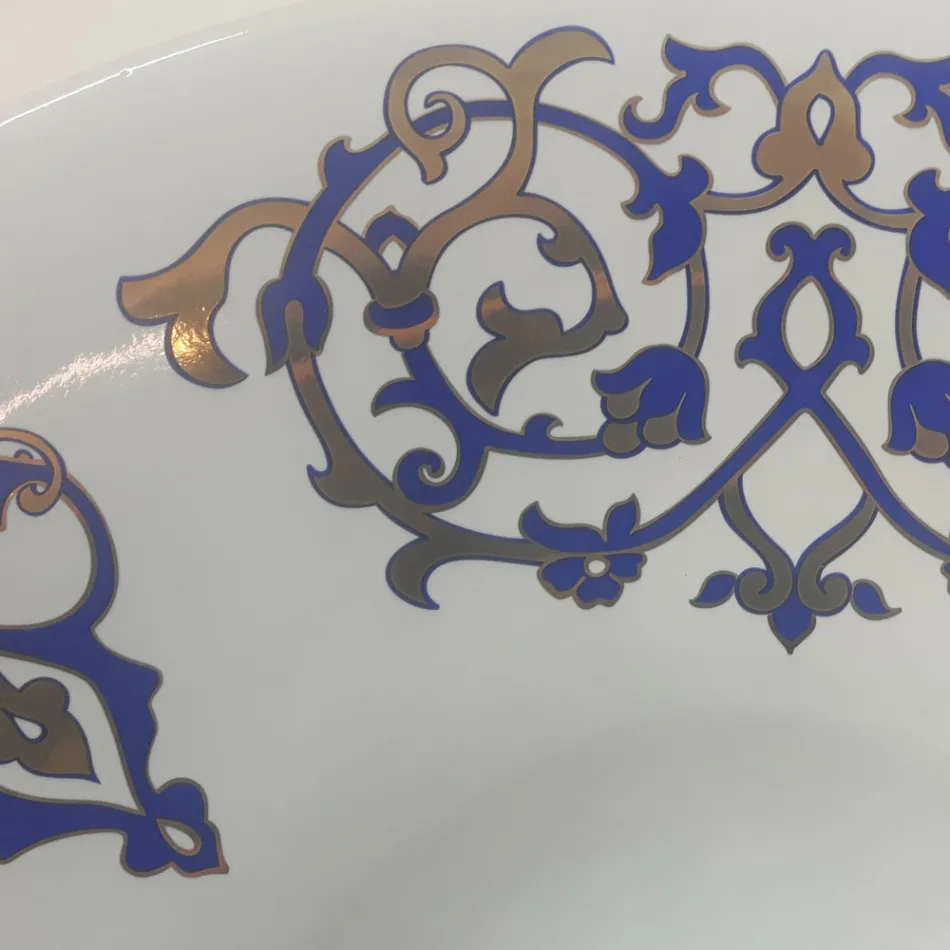 Semi-recessed washbasin with Cobalt Blue and Gold or Gold decorations Made in Italy - Capatosta Viadurini
