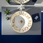 Semi-recessed washbasin with Cobalt Blue and Gold or Gold decorations Made in Italy - Capatosta Viadurini