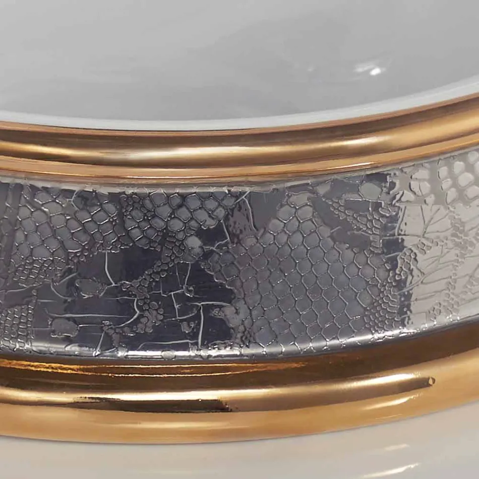 Design semi-recessed sink in fire clay handmade in Italy, Manilo Viadurini