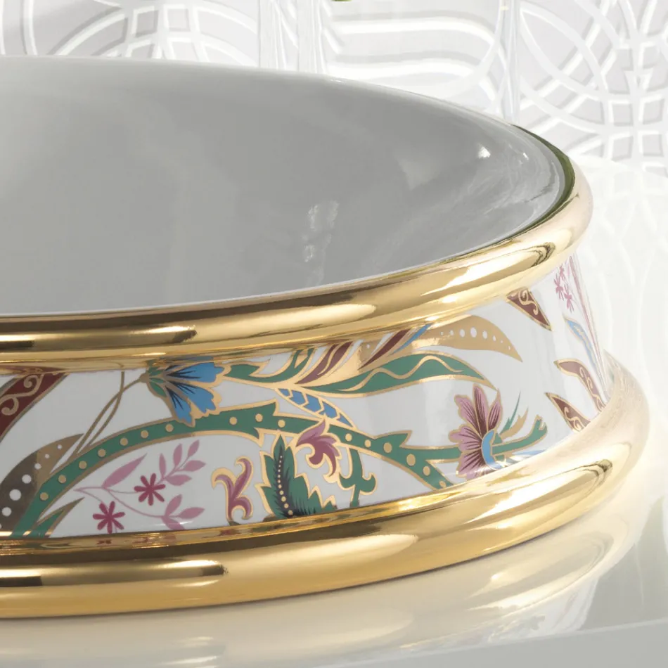 Semi-recessed washbasin in different finishes in Fire Clay Made in Italy - Erasmo Viadurini