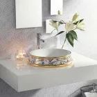 Semi-recessed washbasin in different finishes in Fire Clay Made in Italy - Erasmo Viadurini