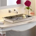 Modern semi-recessed sink in fire clay and 24 carat gold, Guido