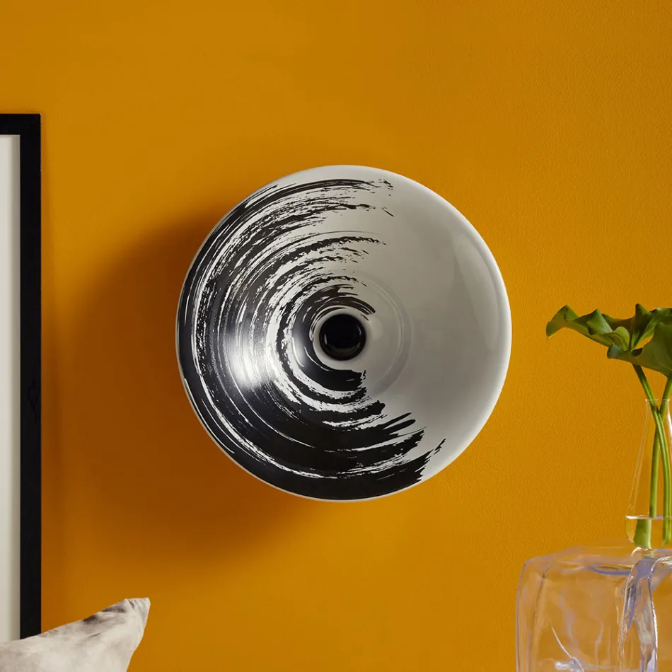 Semi-recessed washbasin in top quality French porcelain - Pausa Viadurini