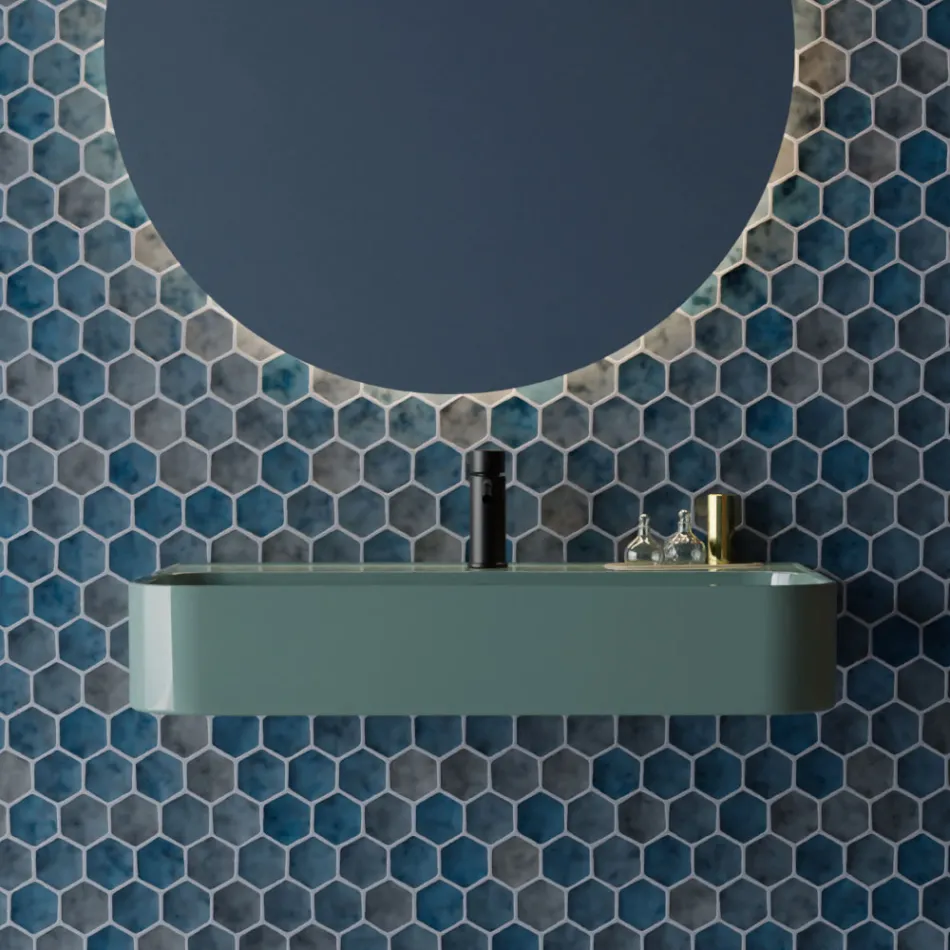 Wall-hung Ceramic Washbasin with Optional Towel Holder Made in Italy - Graffa Viadurini