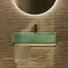 Wall-hung Ceramic Washbasin with Optional Towel Holder Made in Italy - Graffa Viadurini