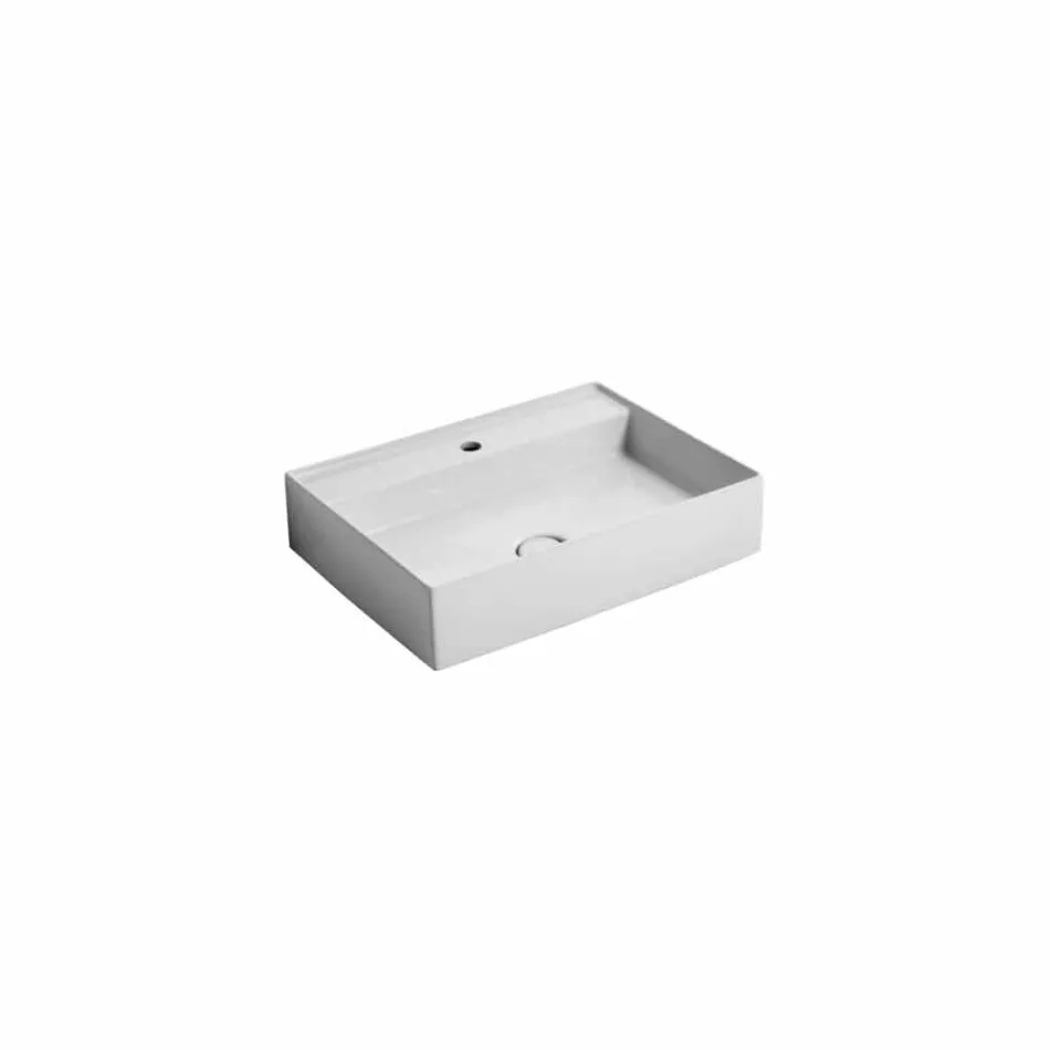 Modern design suspended ceramic washbasin Sun 60x45 cm, made in Italy Viadurini