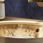 Undermount sink in fire clay and gold handmade in Italy, Aegean Viadurini