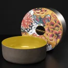 Yellow Round Countertop Washbasin in Glazed Clay Made in Italy - Tatiana Viadurini