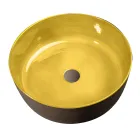 Yellow Round Countertop Washbasin in Glazed Clay Made in Italy - Tatiana Viadurini