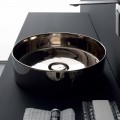 Round countertop washbasin in colored ceramic made in Italy