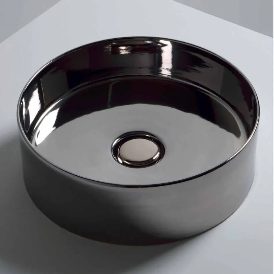 Sun Circle round ceramic washbasin with a diameter of 40 cm Viadurini