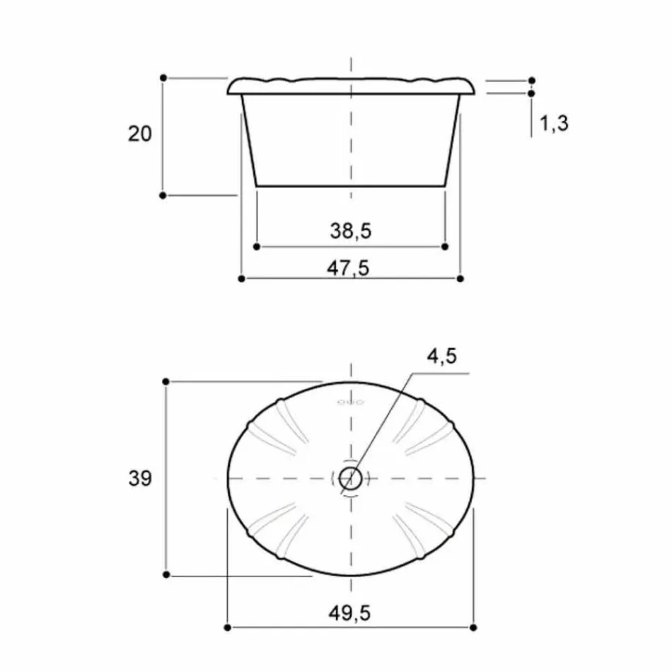 Round recessed washbasin in classic porcelain made in Italy, Santiago Viadurini