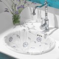 Classic circular built-in sink in porcelain made in Italy, Santiago 