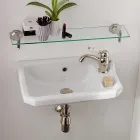 Suspended Handwashbasin in Classic Design Ceramic, Made in Italy - Nausica Viadurini