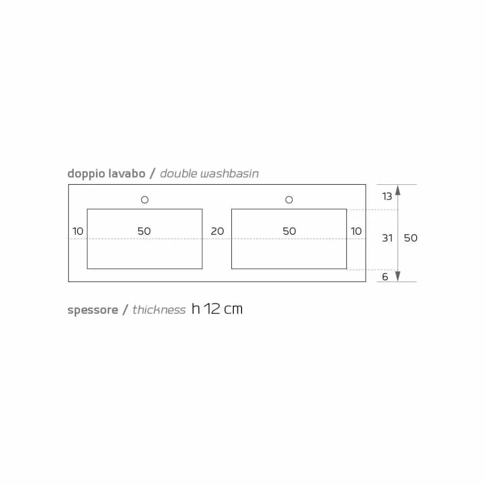 Modern double suspended sink in Luxolid made in Italy, Ruffano Viadurini