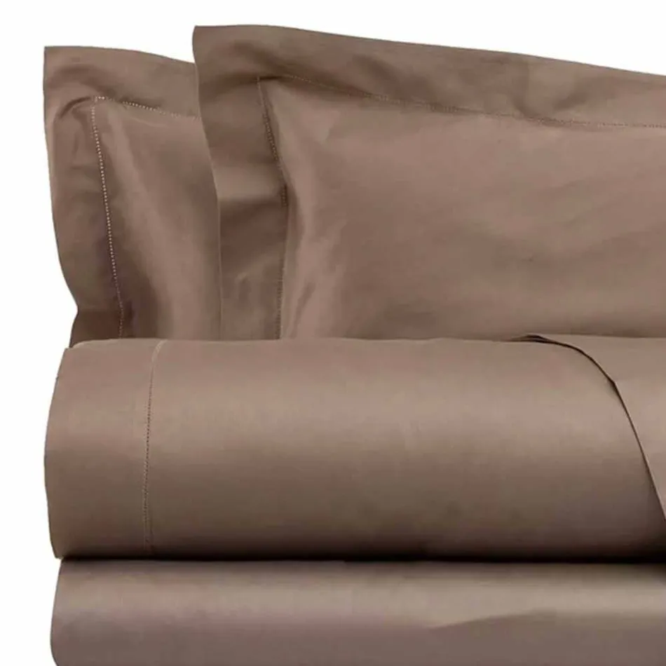 Cotton Satin Sheets Set for Double Bed Solid Colour - Freesia Viadurini