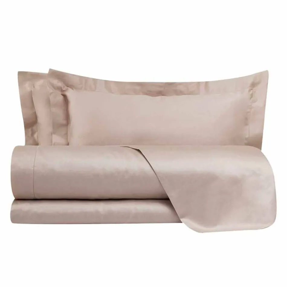 Cotton Satin Sheets Set for Double Bed Solid Colour - Freesia Viadurini