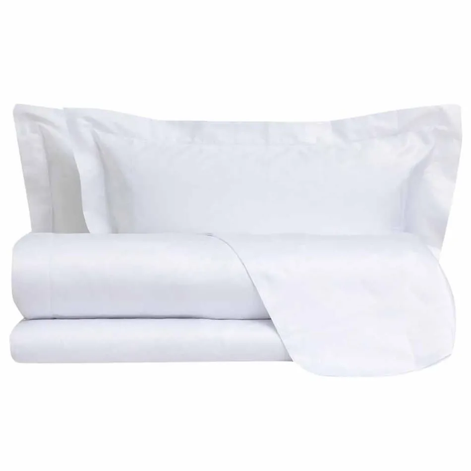 Cotton Satin Sheets Set for Double Bed Solid Colour - Freesia Viadurini