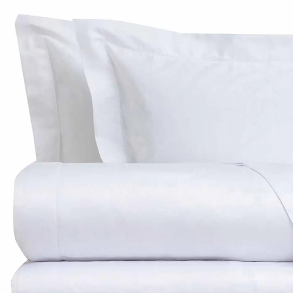 Cotton Satin Sheets Set for Double Bed Solid Colour - Freesia Viadurini