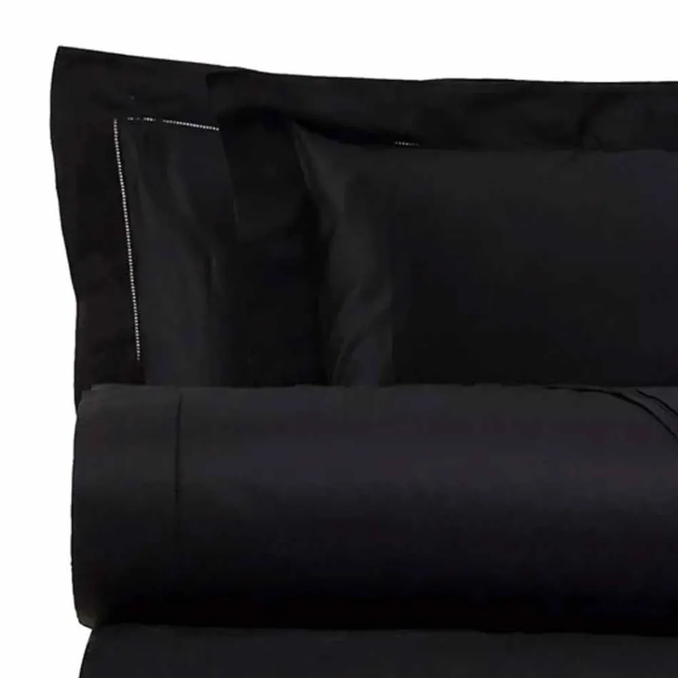 Cotton Satin Sheets Set for Double Bed Solid Colour - Freesia Viadurini