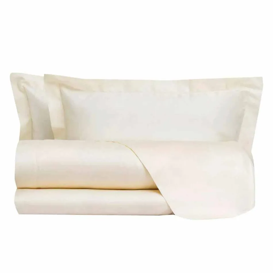 Cotton Satin Sheets Set for Double Bed Solid Colour - Freesia Viadurini