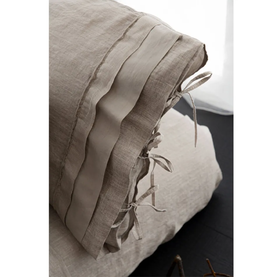 Double fitted sheets in Black Linen, Butter or Old Chalk - Fiumano Viadurini