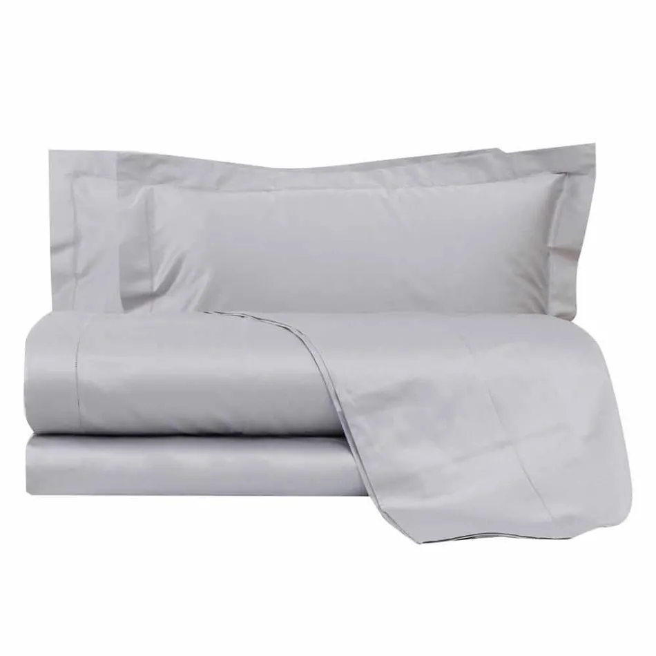 Solid Colour Sheets Complete in Cotton Satin for Double Bed - Hibiscus Viadurini