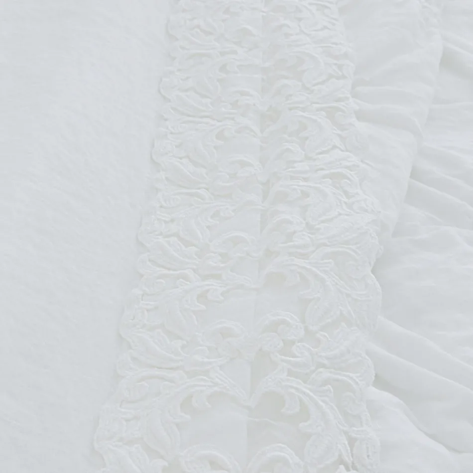 High Quality White Linen Sheet with Lace for Double Bed - Fiumana Viadurini