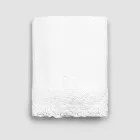 High Quality White Linen Sheet with Lace for Double Bed - Fiumana Viadurini